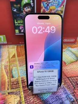 Smartfon Apple iPhone 15 6 GB / 128 GB 5G czarny