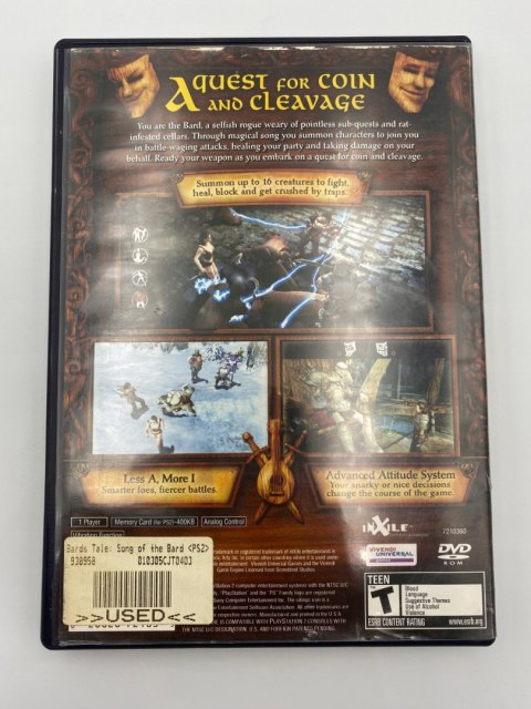 BARDS BARD'S TALE USA NTSC PS2