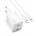 HOCO ładowarka sieciowa 2 x Typ C + kabel Typ C do Lightning PD QC 45W GaN
