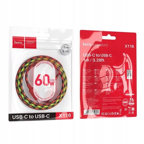 Kabel Hoco USB typ C - USB typ C 1 m Gradient Czerwono-niebieski