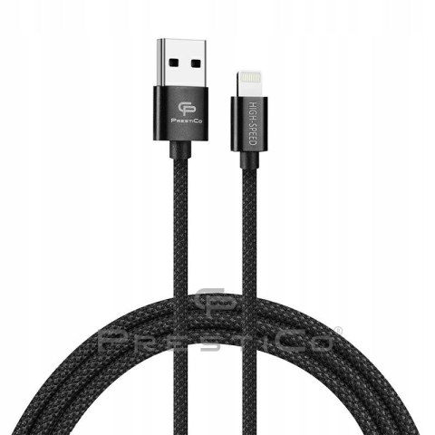 Kabel Prestico USB - Apple Lightning 3 m czarny 2A