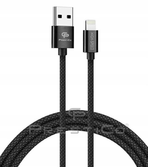 Kabel Prestico USB - Apple Lightning 3 m czarny 2A