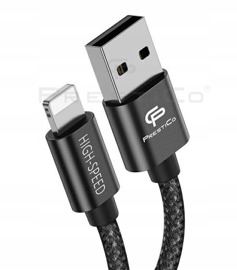Kabel Prestico USB - Apple Lightning 3 m czarny 2A
