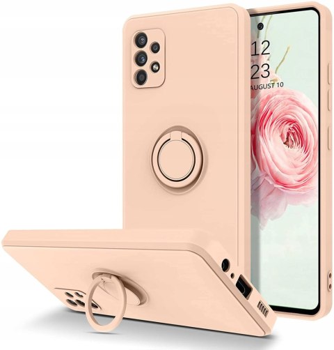 NUDE RING różowe etui z uchwytem matowe, nakładka, plecki do Samsung S21