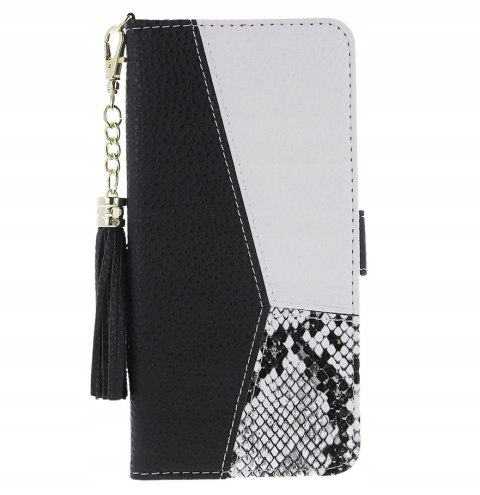 Etui z klapką Charms do Oppo A16, A16s, A54s czarno-biały