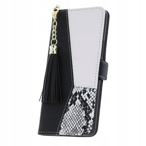 Etui z klapką Charms do Oppo A16, A16s, A54s czarno-biały