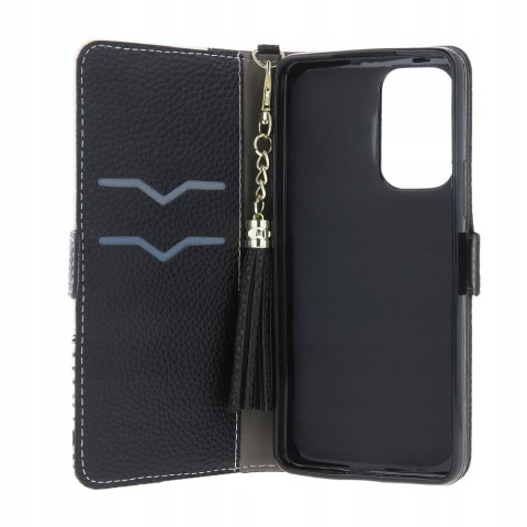 Etui z klapką Charms do Oppo A16, A16s, A54s czarno-biały