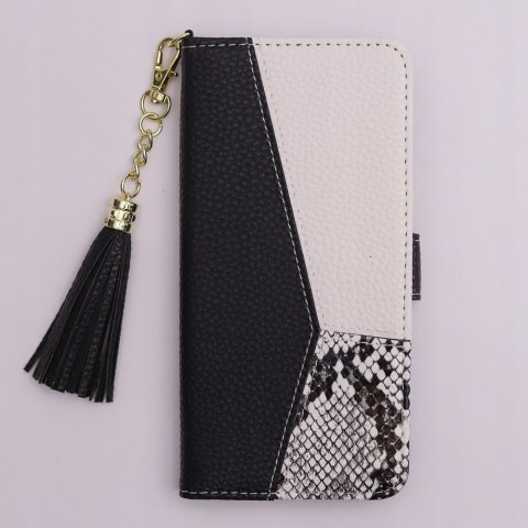Etui z klapką Charms do Oppo A16, A16s, A54s czarno-biały
