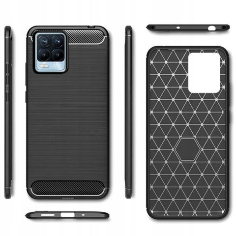 Etui Plecki guma na tył do REALME 8 Carbon Case czarny