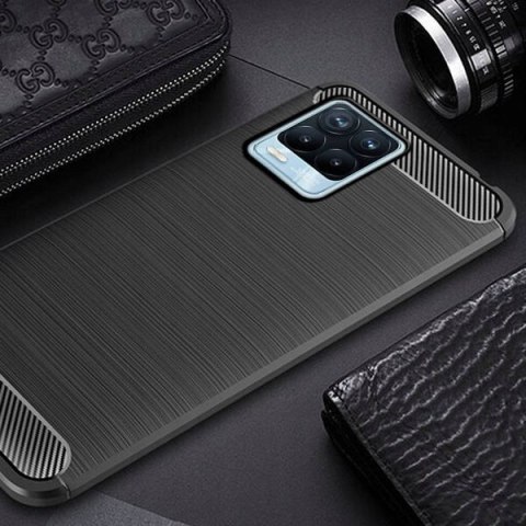Etui Plecki guma na tył do REALME 8 Carbon Case czarny