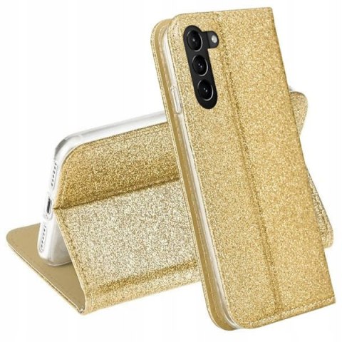 Etui z klapką Shining do Samsung Galaxy S21 Plus złoty