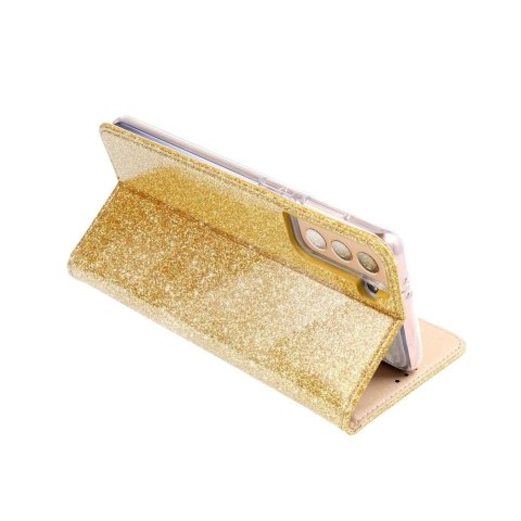 Etui z klapką Shining do Samsung Galaxy S21 Plus złoty