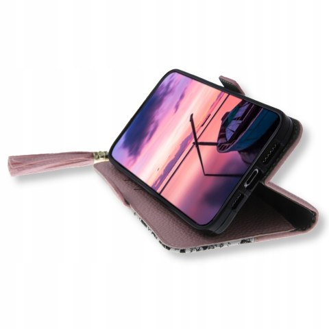 Etui z klapką do Samsung Galaxy S22 Ultra CHARMS różowy