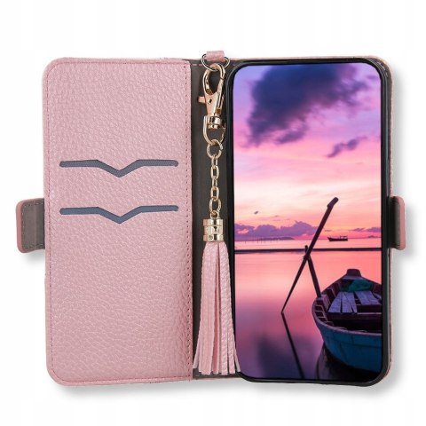 Etui z klapką do Samsung Galaxy S22 Ultra CHARMS różowy